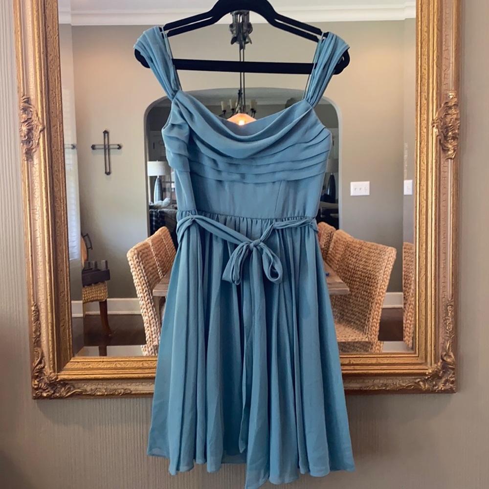 Vera Wang | Ocean blue chiffon dress | size 6